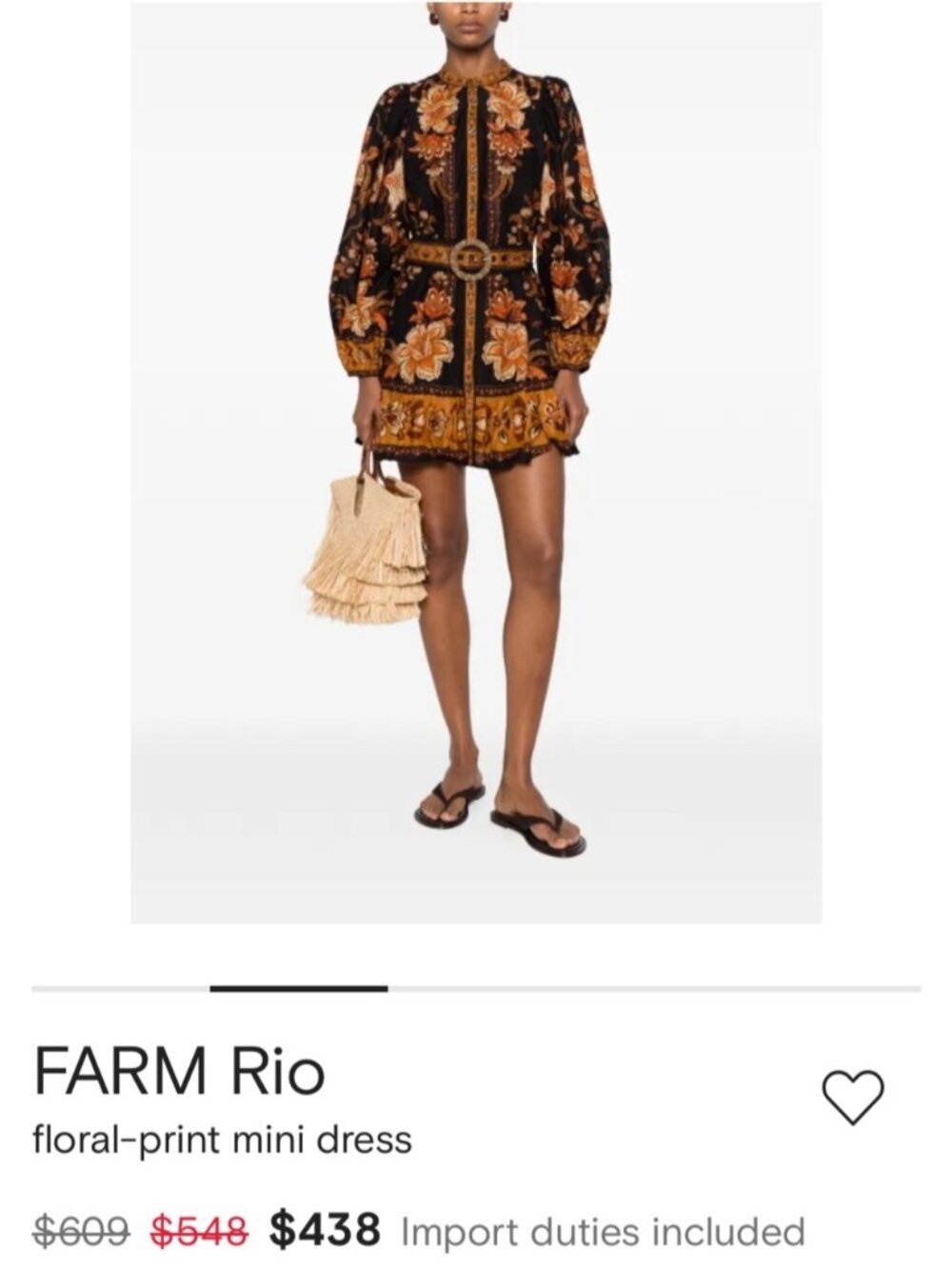 NWT Size M - Farm Rio Majestic Garden Long-Sleeve Button-Front Mini Dress - Picture 7 of 14